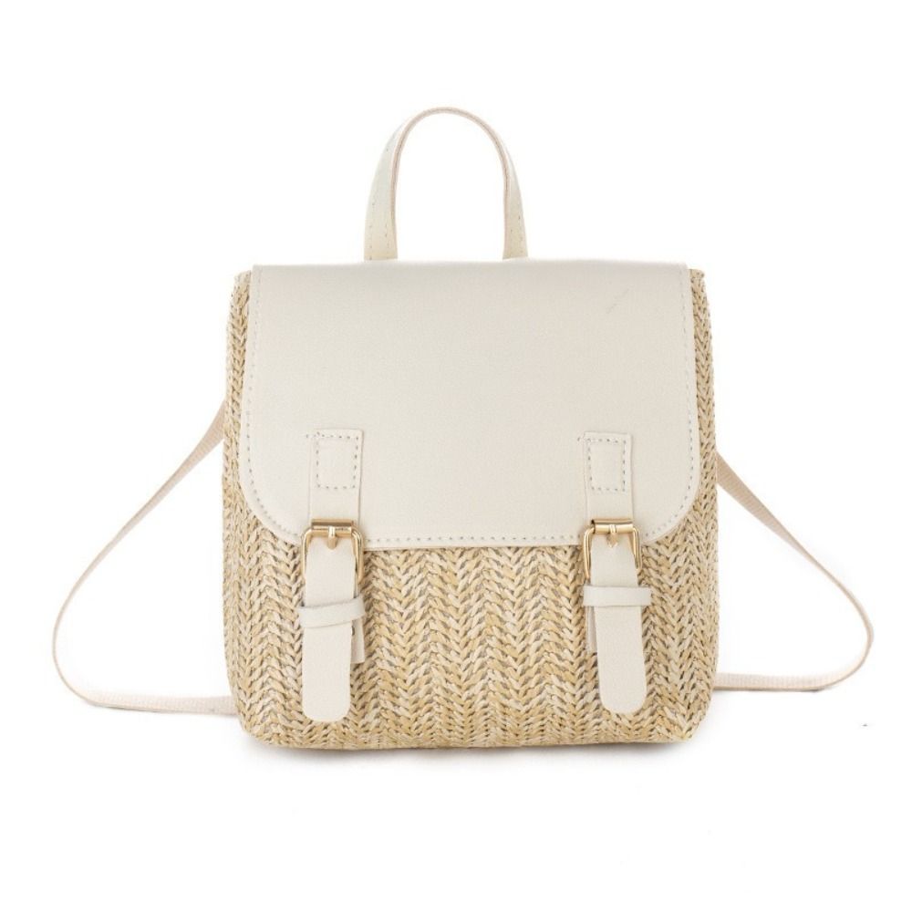 Luxury Bags Vintage - Veelzijdige tas PU-leer Stro-rugzak Retro design