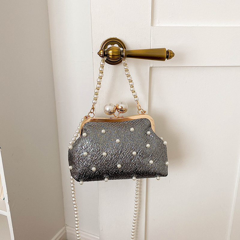 Luxury Bags That Are Affordable - Glitter Pearl Decor Kiss Lock Avondtasje