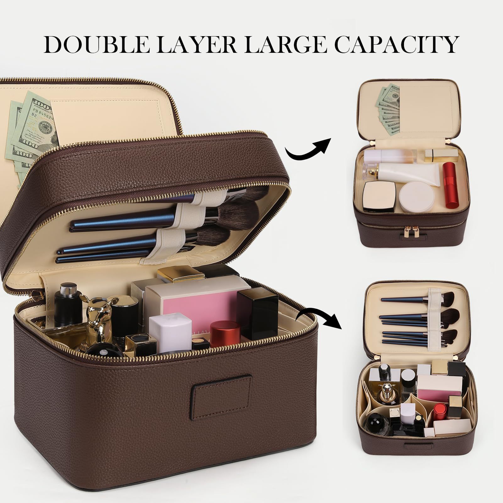 Xl Luxury Bags - Grote capaciteit dubbele laag luxe cosmeticaschuit