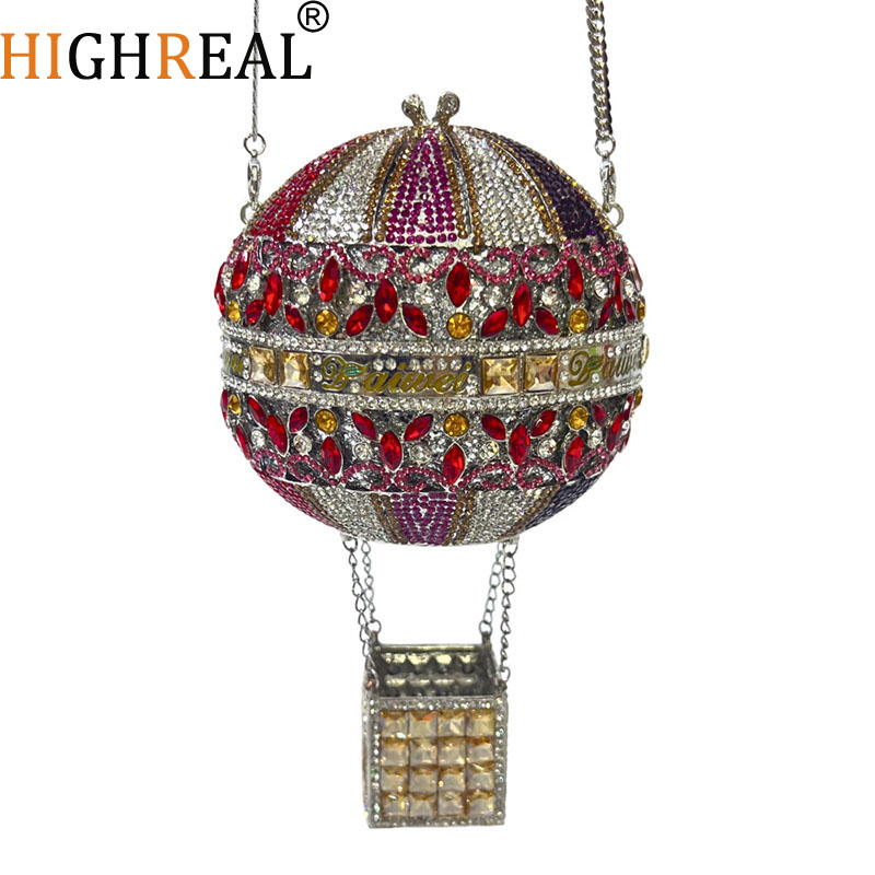 Luxury Bags Classy - Heteluchtballonvormige kristallen avondtassen Dames Luxe stijlvolle