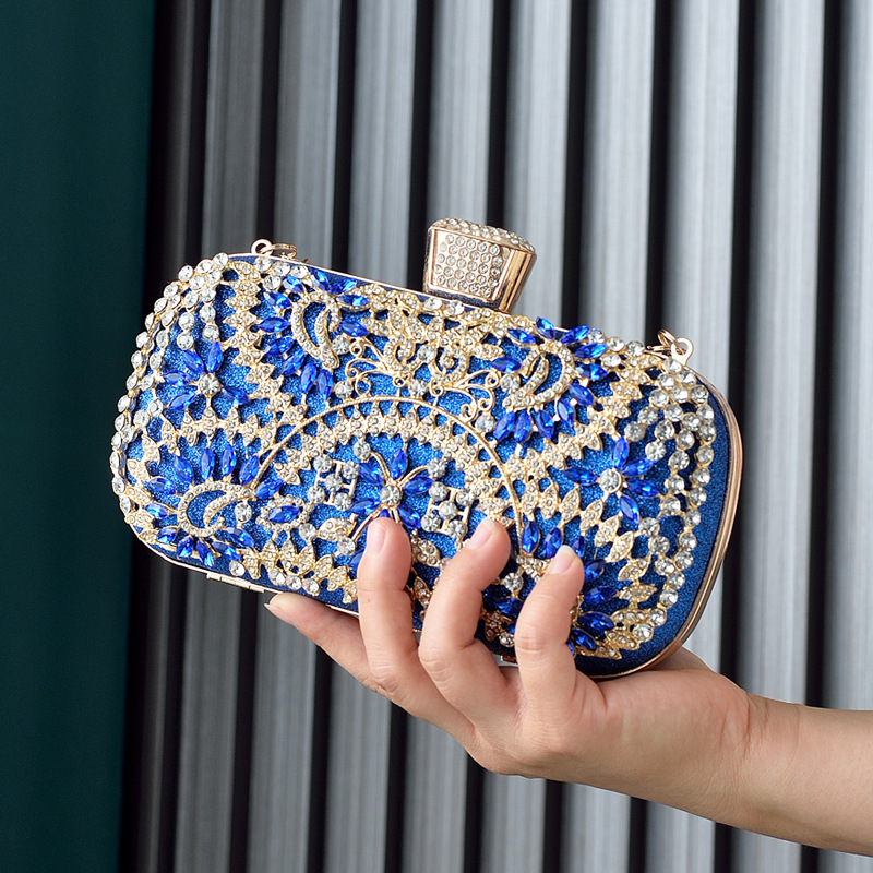 Luxury Bags Blue - Vrouwen clutch party luxe blauwe avondtasje