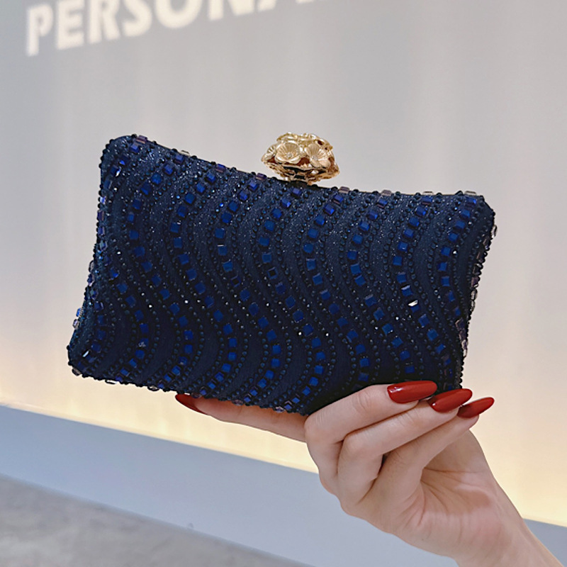 Luxury Bags Blue - Elegante marineblauwe clutch tas voor dames,