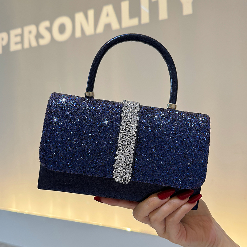 Luxury Bags Blue - Luxe glanzende avondtasje, vintage feest koningsblauwe
