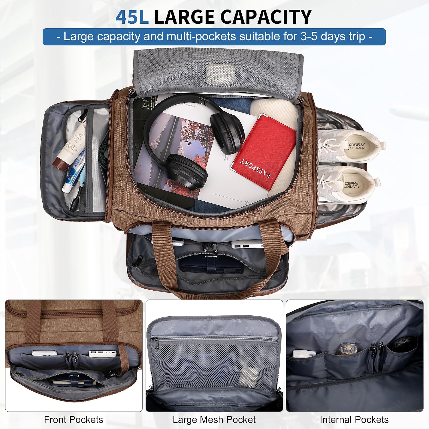 Canvas reistas voor heren, 3-i - Weekender Bag Duffle recensie en prijs